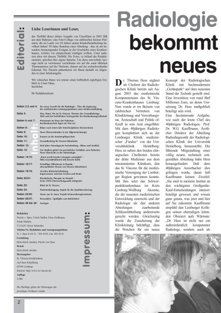 Ausgabe Nr. 3 / 2003 - St. Vincenz Krankenhaus Limburg