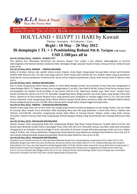 Kia Holyland + egypt 11hr by KU 18 May 2012 - KIA Tours & Travel