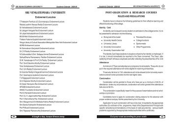 Academic Calendar 2008-09 (Part-III) - Sri Venkateswara University