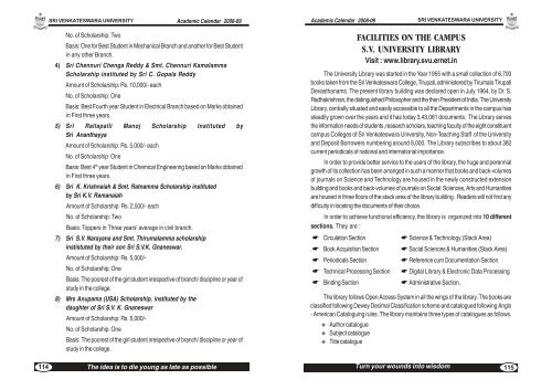 Academic Calendar 2008-09 (Part-III) - Sri Venkateswara University