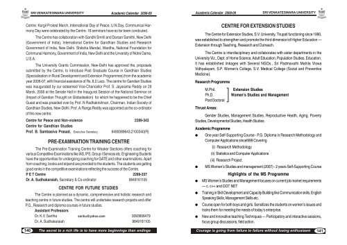 Academic Calendar 2008-09 (Part-III) - Sri Venkateswara University