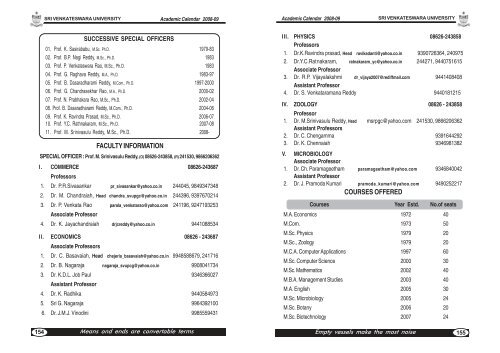 Academic Calendar 2008-09 (Part-III) - Sri Venkateswara University