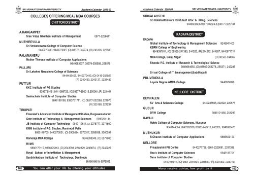 Academic Calendar 2008-09 (Part-III) - Sri Venkateswara University