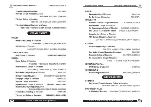 Academic Calendar 2008-09 (Part-III) - Sri Venkateswara University