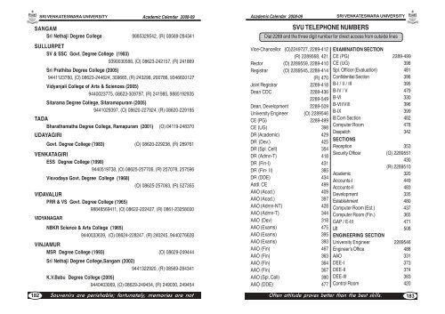 Academic Calendar 2008-09 (Part-III) - Sri Venkateswara University