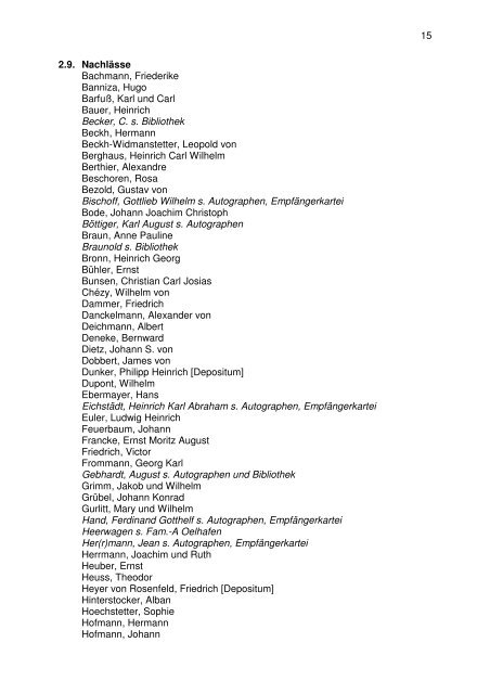 Liste aller im Historischen Archiv verwahrten Bestände (PDF