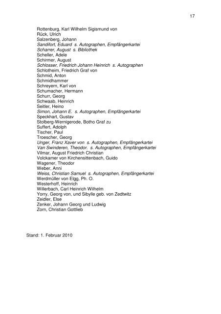 Liste aller im Historischen Archiv verwahrten Bestände (PDF