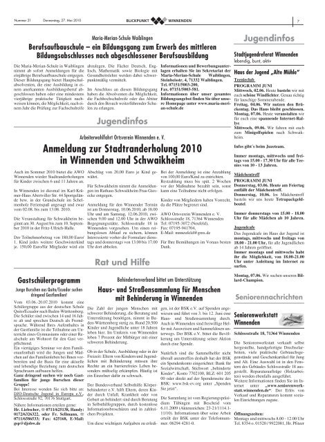 Blickpunkt Ausgabe 21-2010.pdf - Stadt Winnenden