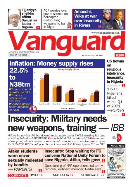 17052021 - Insecurity: Military needs new weapons, training — IBB