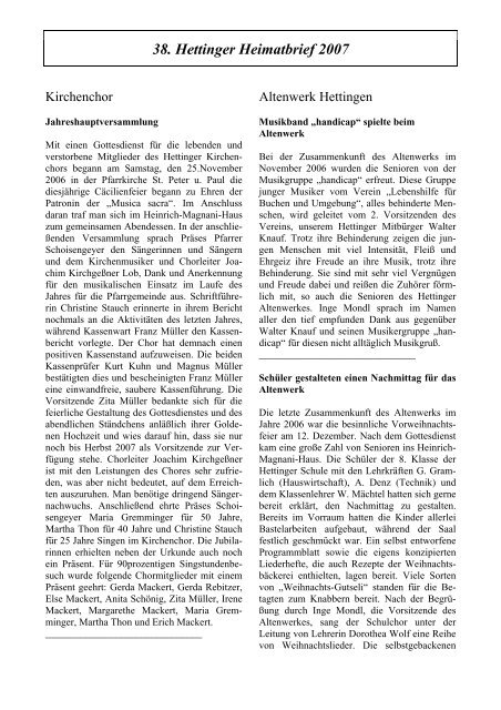 38. Hettinger Heimatbrief 2007 - Protendics