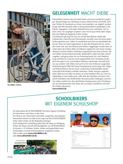 #schoolbikers - Magazin für schulisches Radfahren — Ausgabe 1/2021