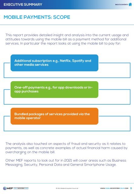 MEF Mobile Payments 2021 EXECUTIVE SUMMARY