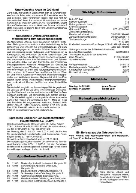 Mitteilungsblatt der Ortsverwaltung Zell-Weierbach