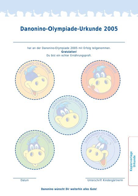 Danonino-Olympiade-Urkunde 2005 - bei Danone