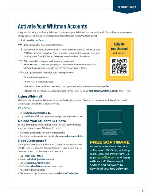 Whitman College Student Welcome Guide 2021