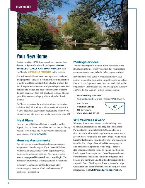 Whitman College Student Welcome Guide 2021