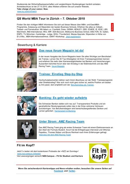 Beispiel für einen Karriere-Newsletter vom Career ... - Staufenbiel.ch