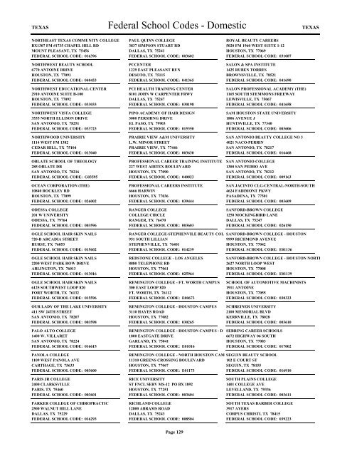 TEXAS Federal School Code texas-federal-school-code