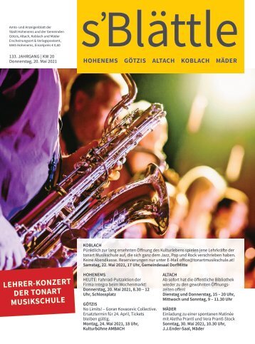 s'Blättle Nr. 20 - Do, 20. Mai 2021