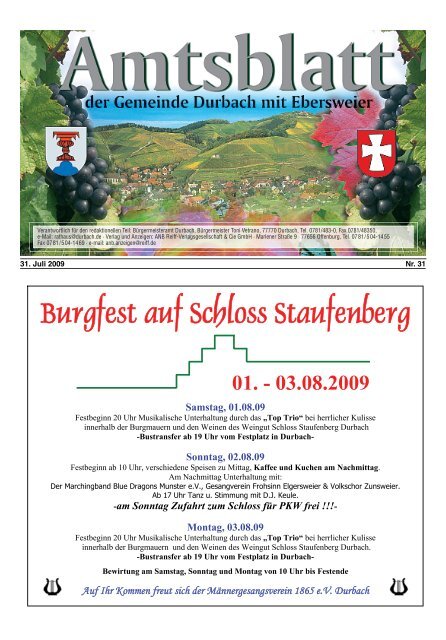 Burgfest auf Sc Burgfest auf Schloss Staufenberg loss ... - Durbach