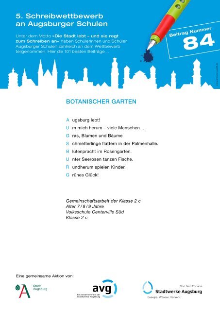 Liste der ausgewählten Texte für die Straßenbahnen - Stadt Augsburg