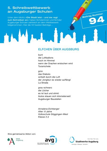 Liste der ausgewählten Texte für die Straßenbahnen - Stadt Augsburg