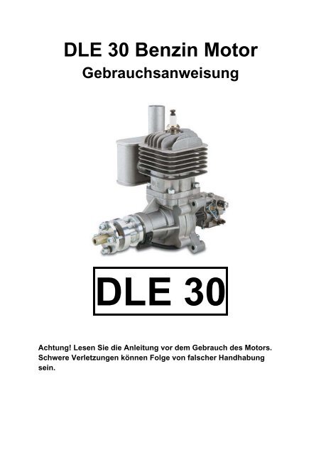 Anleitung zu DLE-30 Benzin-Motor mit Schalldämpfer - Staufenbiel