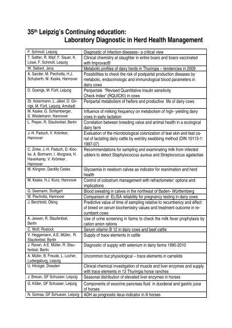 Labordiagnostik - Veterinärmedizinische Fakultät der Universität ...