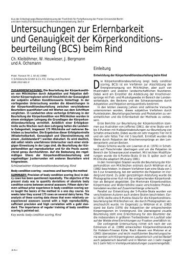 beurteilung (BCS) beim Rind