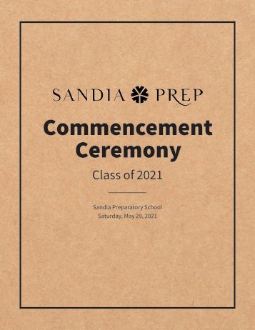 Sandia Prep Class of 2021 Graduation Program