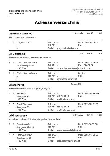 Adressenverzeichnis gesamt - DSG Wien