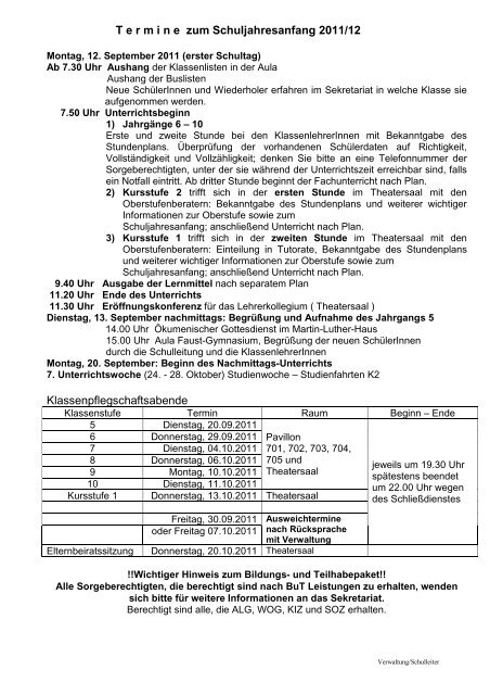 Faust-Gymnasium Staufen TERMINE zum Schuljahresende 20010 ...