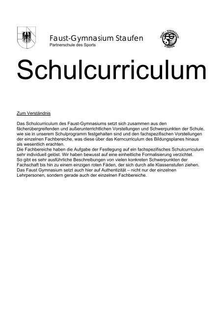 Schulcurriculum des Faust-Gymnasiums Staufen im Fach