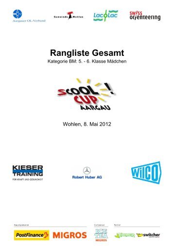 Rangliste Aargauer sCOOL-Cup 2012