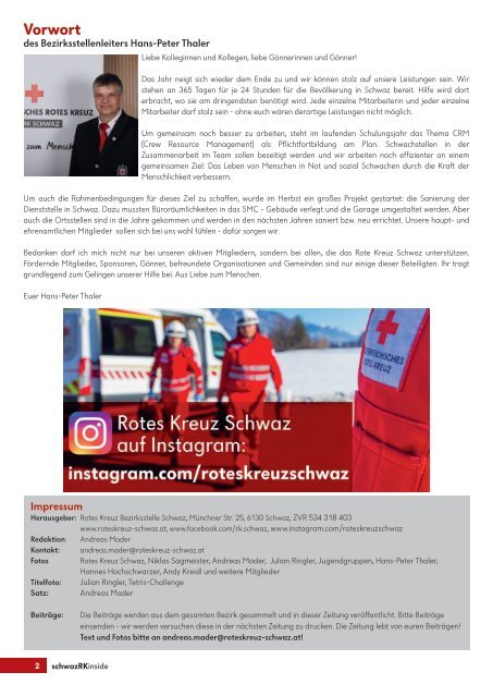 Mitgliederzeitung Rotes Kreuz Schwaz 2019 Ausgabe 2