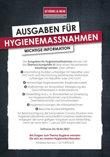Ausgaben für Hygienemaßnahmen