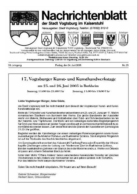 amtlicher teil - Vogtsburg im Kaiserstuhl