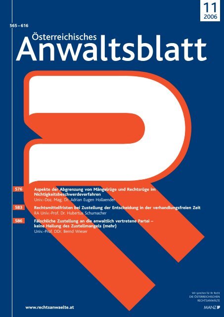 Anwaltsblatt 2006/11 - Österreichischer Rechtsanwaltskammertag