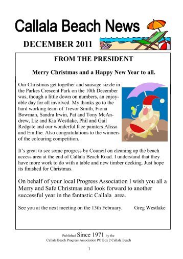 2011 december newsletter - Callala Beach Progress Association