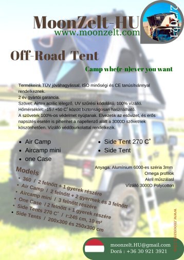 HU Off-Road tent catalog