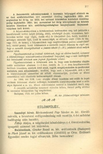 V., KÁLfrá-UTCZA 10. : Fatelep - Erdészeti Lapok