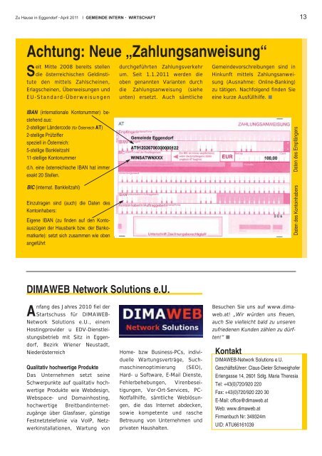 Neue „Zahlungsanweisung“ - Gemeinde Eggendorf