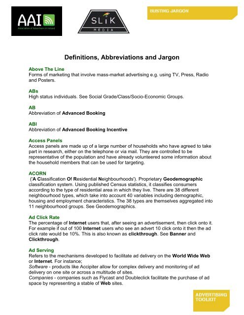 Definitions Abbreviations And Jargon Association Of Advertisers