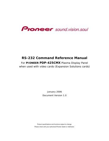 RS-232 Command Reference Manual - Pioneer Electronics