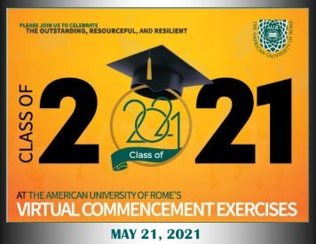 The Yearbook for the Class of 2021 at The American University of Rome