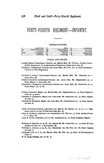 44th North Carolina Infantry Soldier Roster - Civil War Index