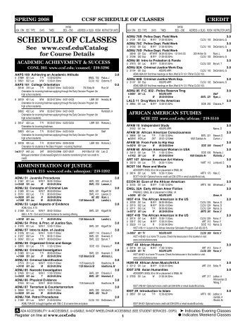 SCHEDULE OF CLASSES - City College of San Francisco