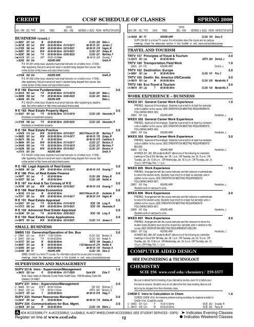 SCHEDULE OF CLASSES - City College of San Francisco