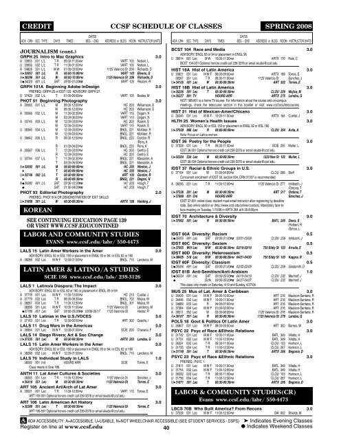 SCHEDULE OF CLASSES - City College of San Francisco