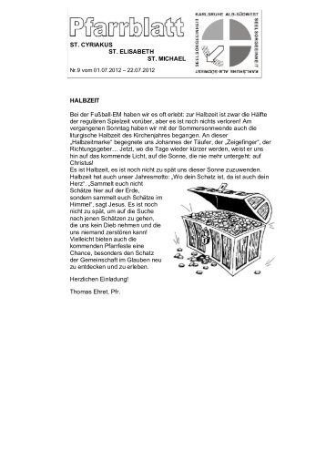 Mitteilungen und Termine der Pfarrgemeinde St. Cyriakus